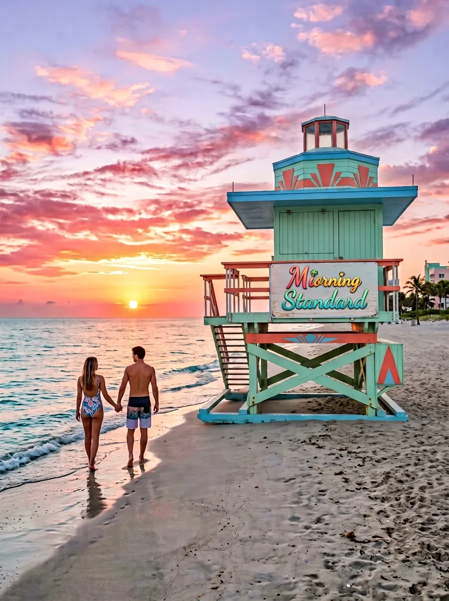 Sunrise swim on South Beach